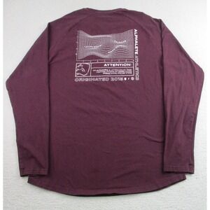 Alphalete Shirt Mens 2XL Burgundy Long Sleeve Performance‎ Fit Athletic Raglan